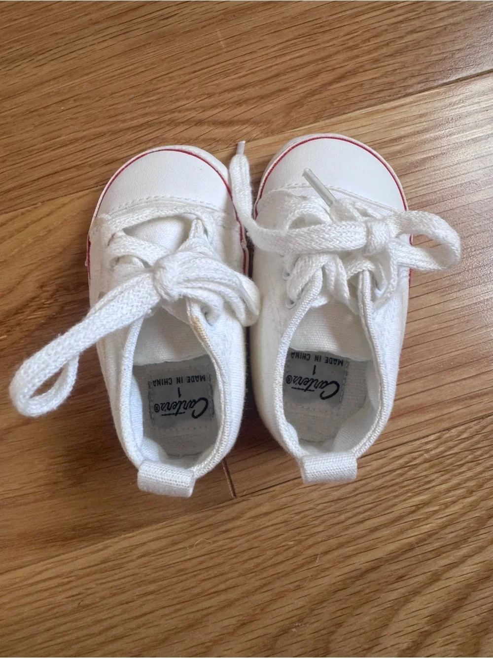 Vintage Carter's White Canvas Toddler Sneakers with Red Trim